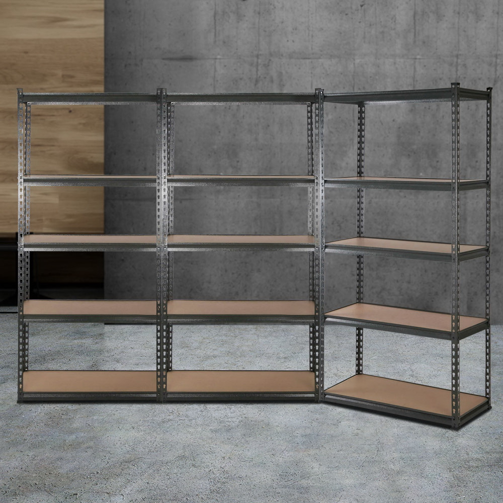 Giantz 0.9x1.8m Warehouse Shelving Rack Grey, 3 Pack