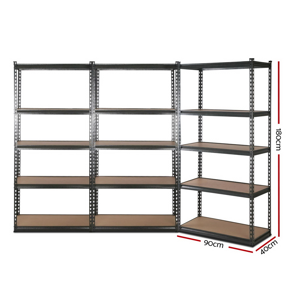 Giantz 0.9x1.8m Warehouse Shelving Rack Grey, 3 Pack view 2