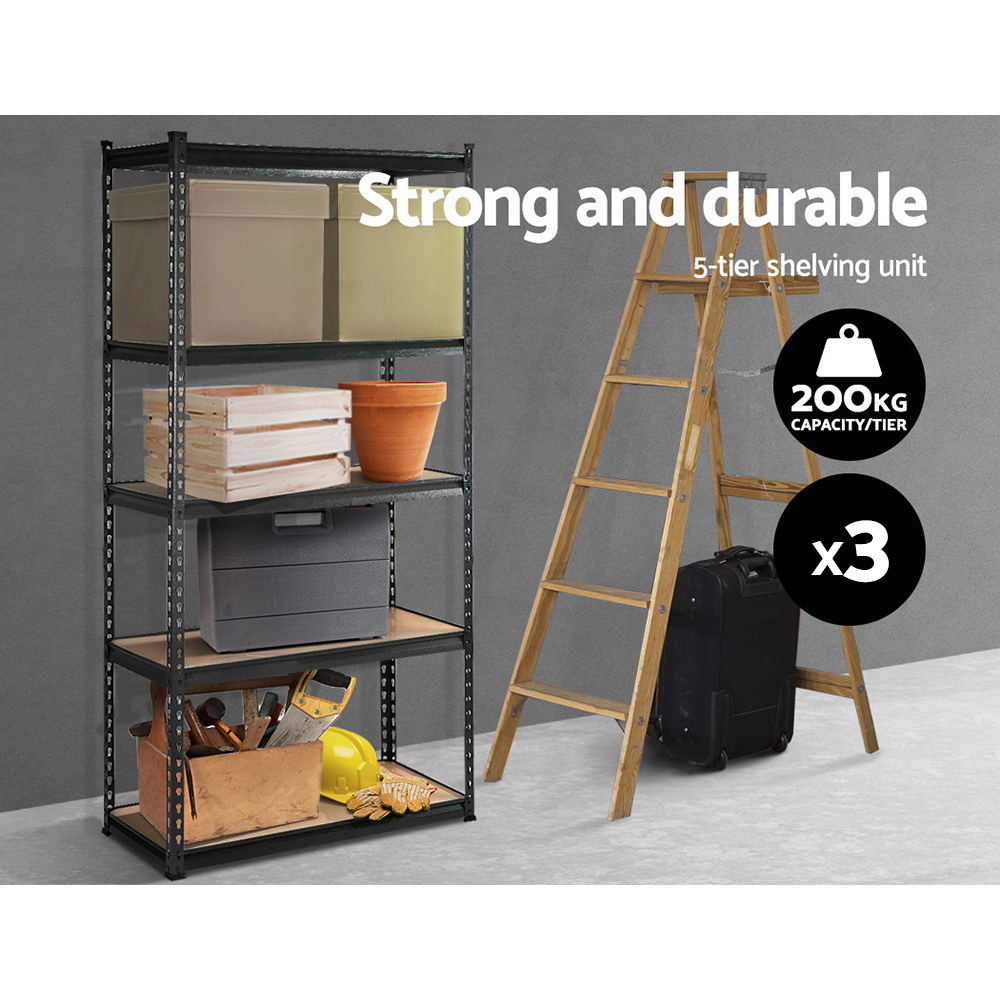 Giantz 0.9x1.8m Warehouse Shelving Rack Grey, 3 Pack view 3