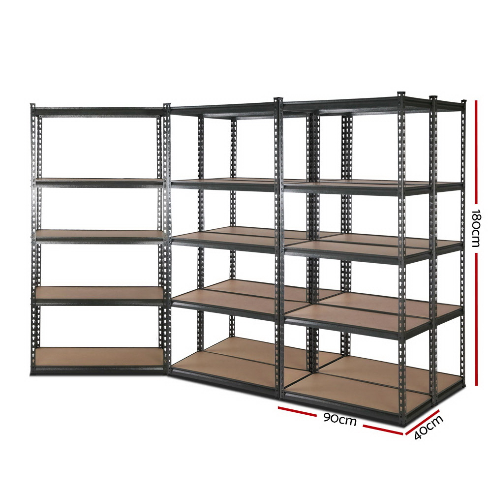 Giantz 0.9x1.8m Garage Shelving Rack Charcoal, 5 Pack view 2