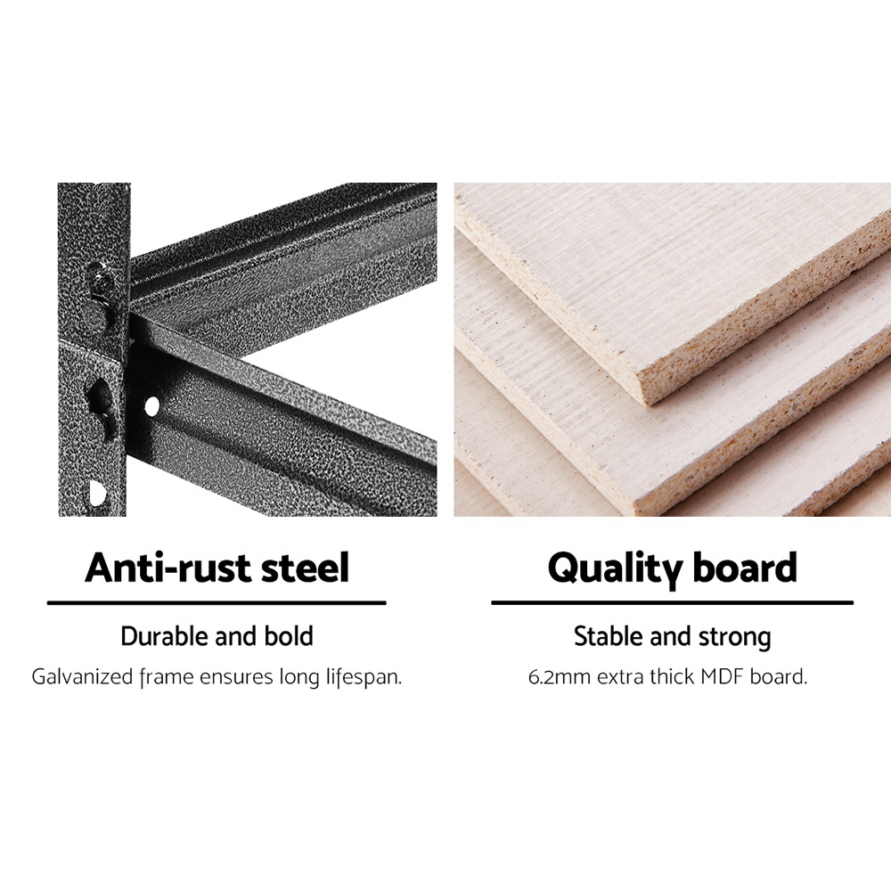 Giantz 0.9x1.8m Garage Shelving Rack Charcoal, 5 Pack view 4