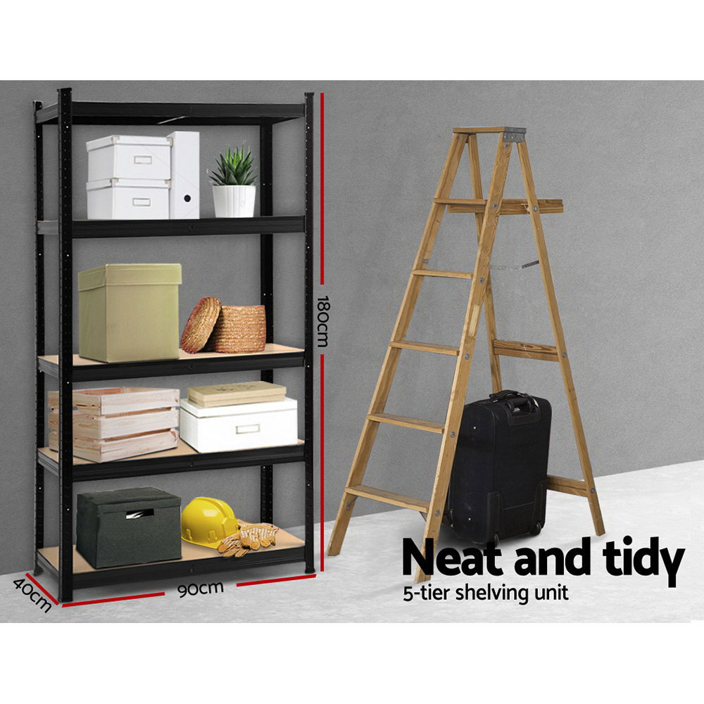 Giantz Steel Warehouse Racking Shelving 1.8m, Black view 2