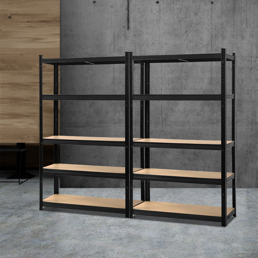 Giantz 1.8m Garage Shelving Pallet Racking Black, 2 Pack