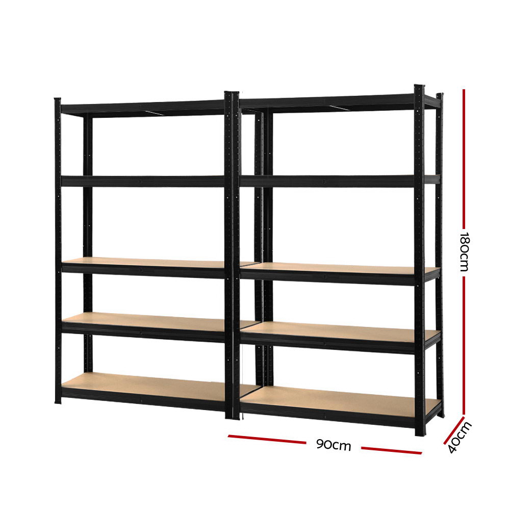 Giantz 1.8m Garage Shelving Pallet Racking Black, 2 Pack view 2