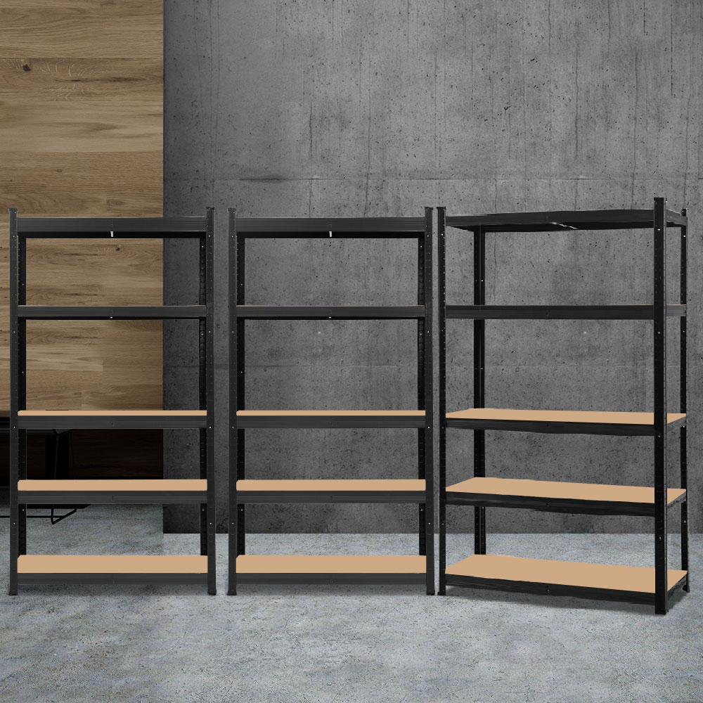 Giantz 1.8m Garage Shelving Pallet Racking Black, 3 Pack