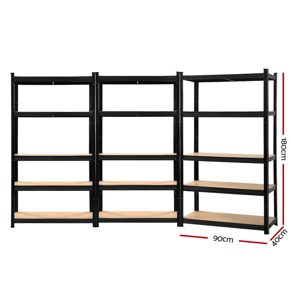 Giantz 1.8m Garage Shelving Pallet Racking Black, 3 Pack view 2