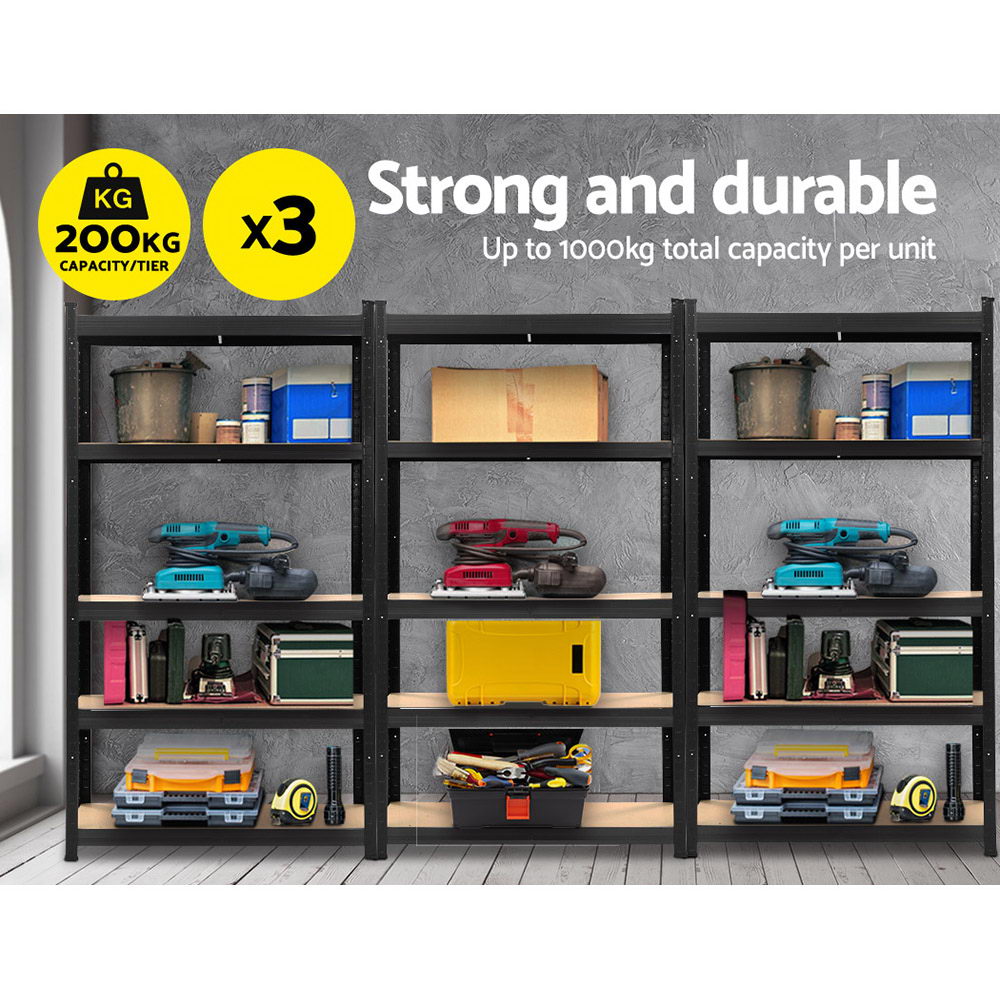 Giantz 1.8m Garage Shelving Pallet Racking Black, 3 Pack view 3