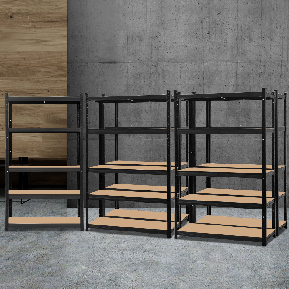 Giantz 1.8m Garage Shelving Pallet Racking Black, 5 Pack