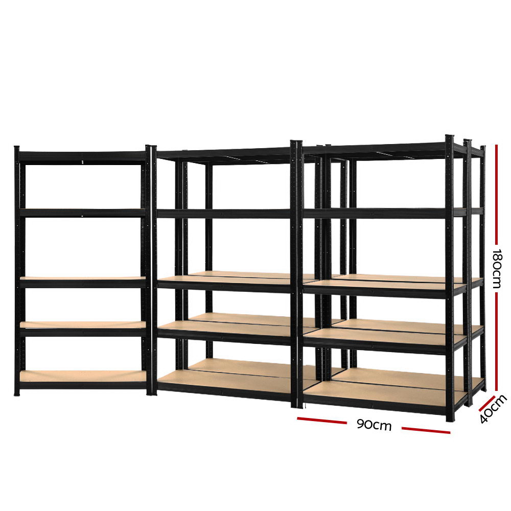 Giantz 1.8m Garage Shelving Pallet Racking Black, 5 Pack view 2