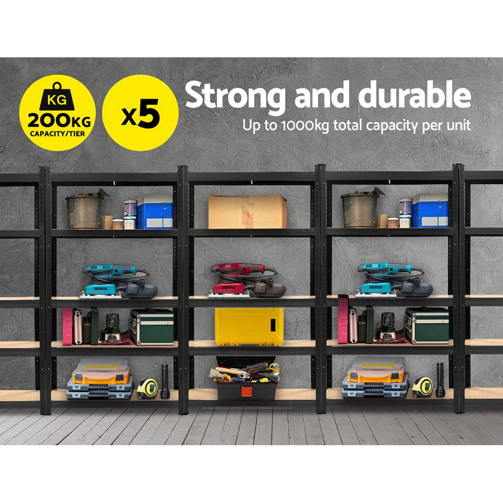 Giantz 1.8m Garage Shelving Pallet Racking Black, 5 Pack view 3