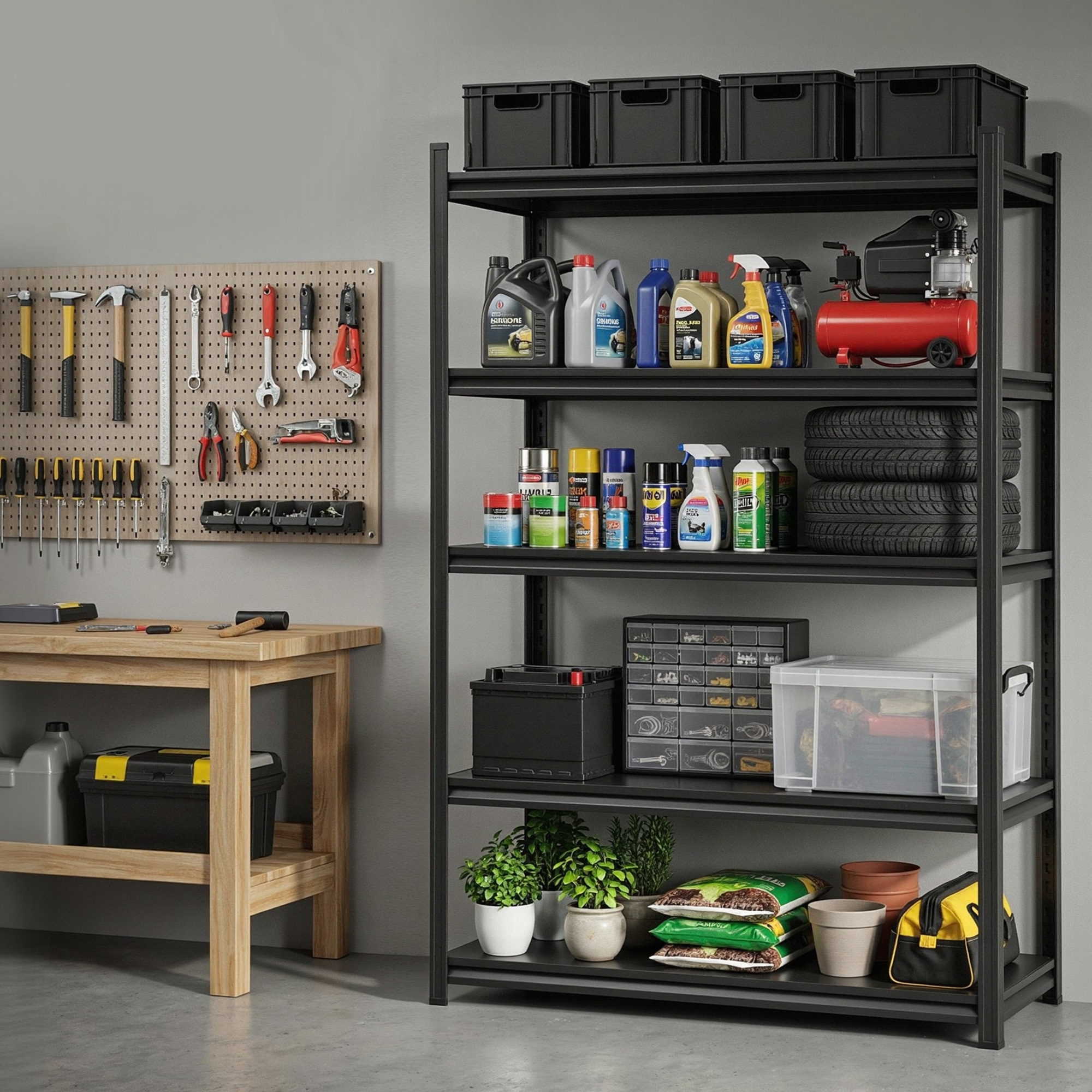 Giantz 5 Tier Steel Garage Shelving Rack, 1.2m or 0.9m Wide