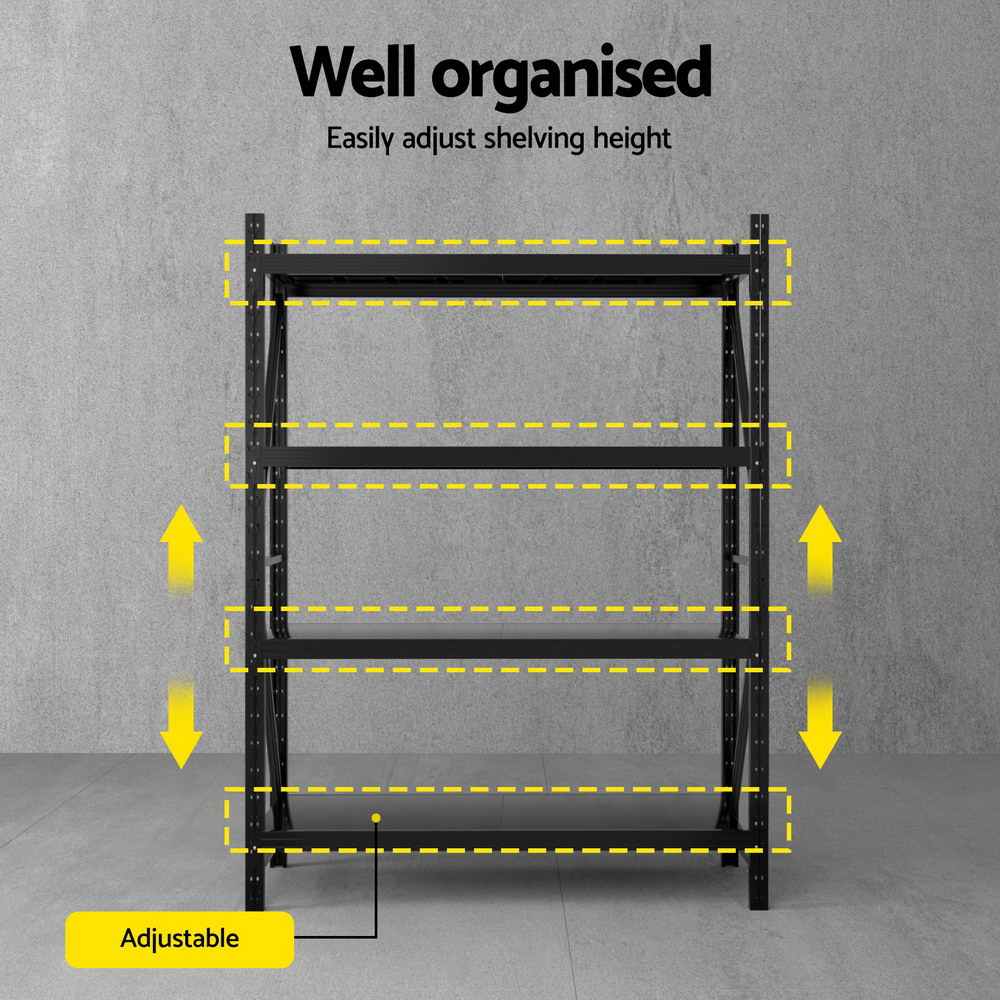 Giantz Warehouse Rack 1.5x2m 200kg Shelf, Black view 5