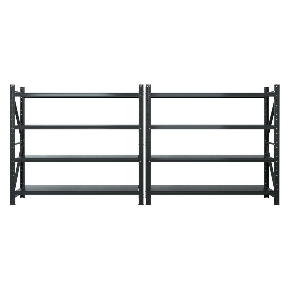 Giantz Warehouse Rack 4x1.8m Double Bay, Black view 3