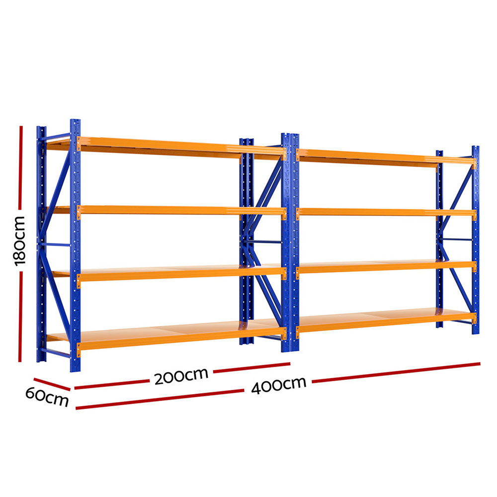 Giantz Warehouse Shelving Rack 4x1.8m Double Bay view 2
