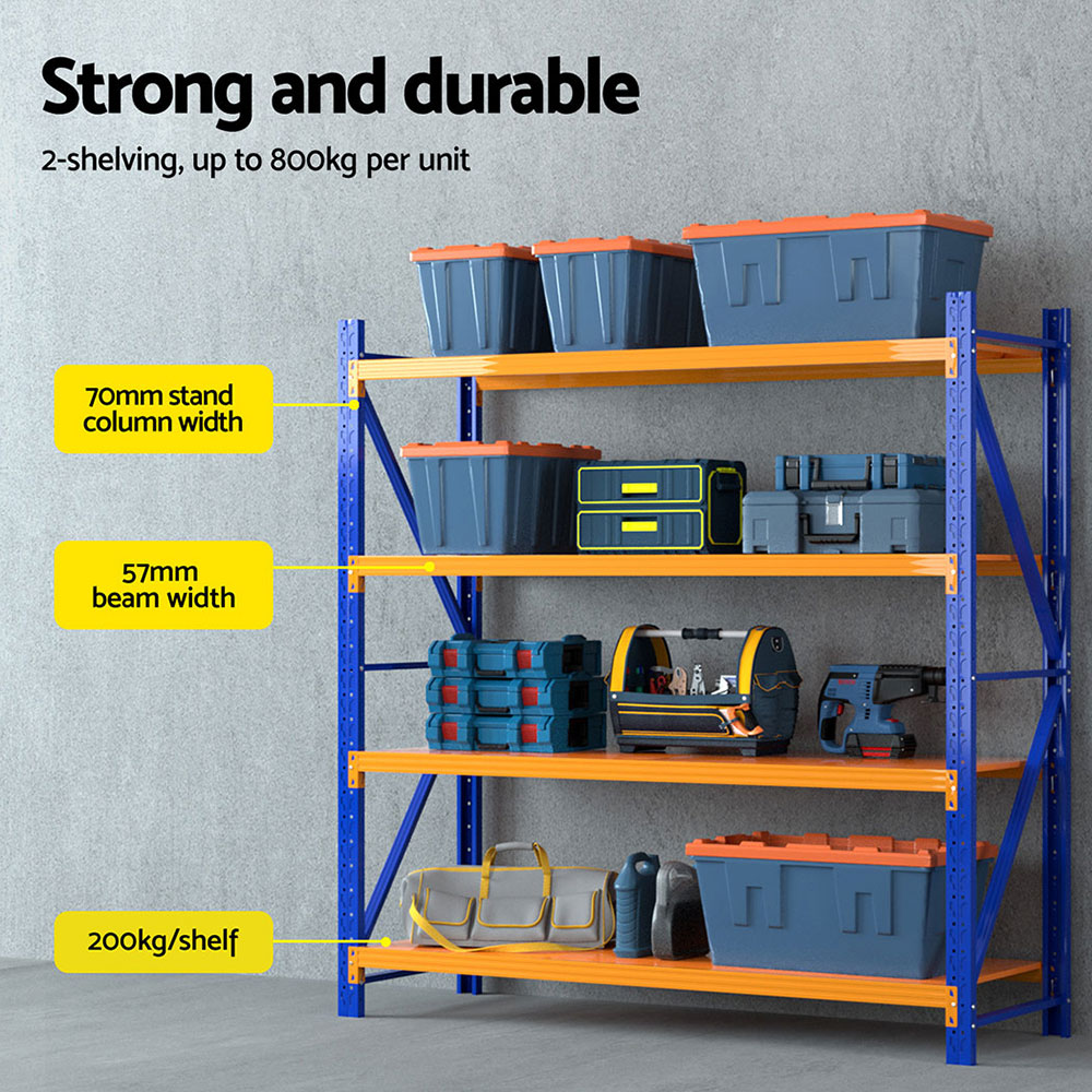 Giantz Warehouse Shelving Rack 4x1.8m Double Bay view 4