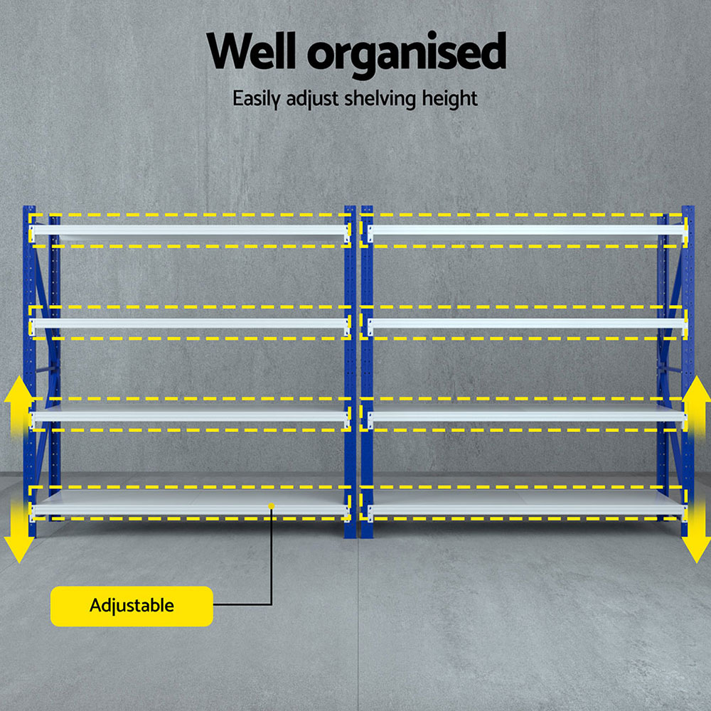 Giantz Warehouse Rack 4x2m Double Bay, Blue view 5