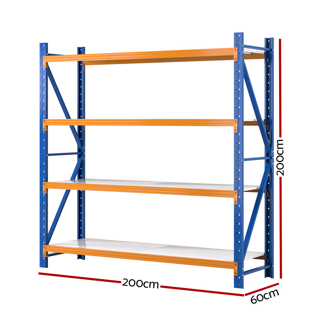 Giantz Warehouse Rack 2x2m 200kg Shelf, Blue view 2