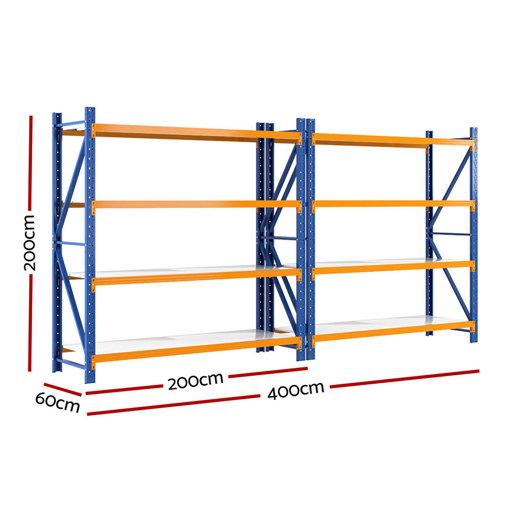 Giantz Warehouse Rack 4x2m Double Bay, Orange view 2