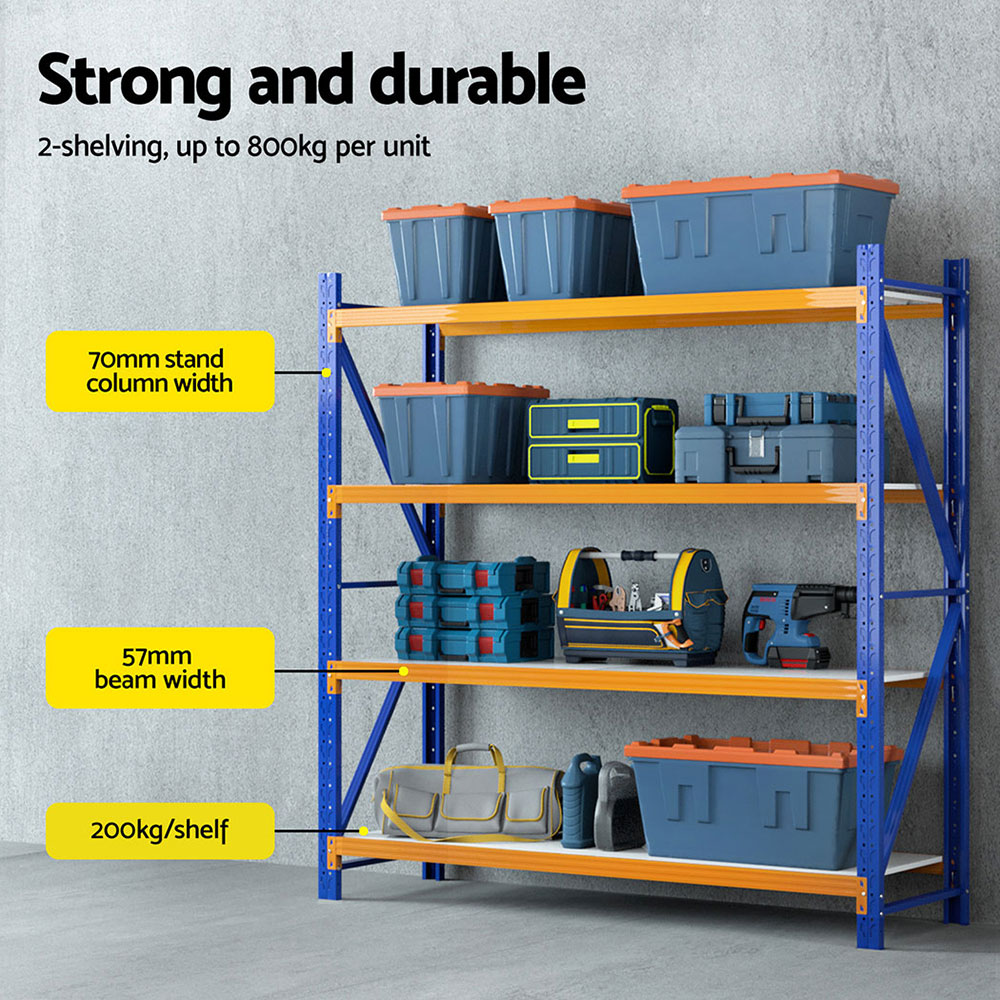 Giantz Warehouse Rack 4x2m Double Bay, Orange view 4
