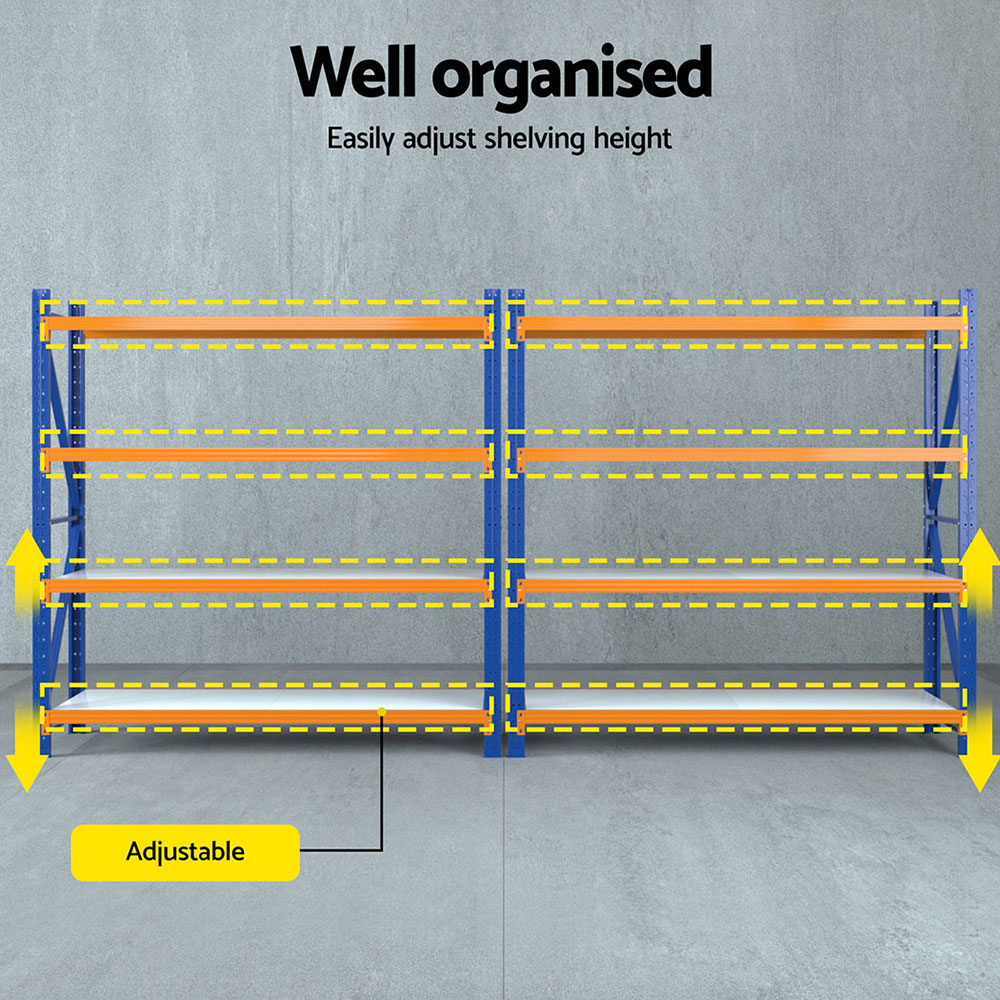 Giantz Warehouse Rack 4x2m Double Bay, Orange view 5