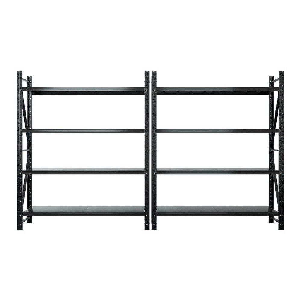 Giantz Warehouse Rack 4x2.4m Double Bay, Black view 3