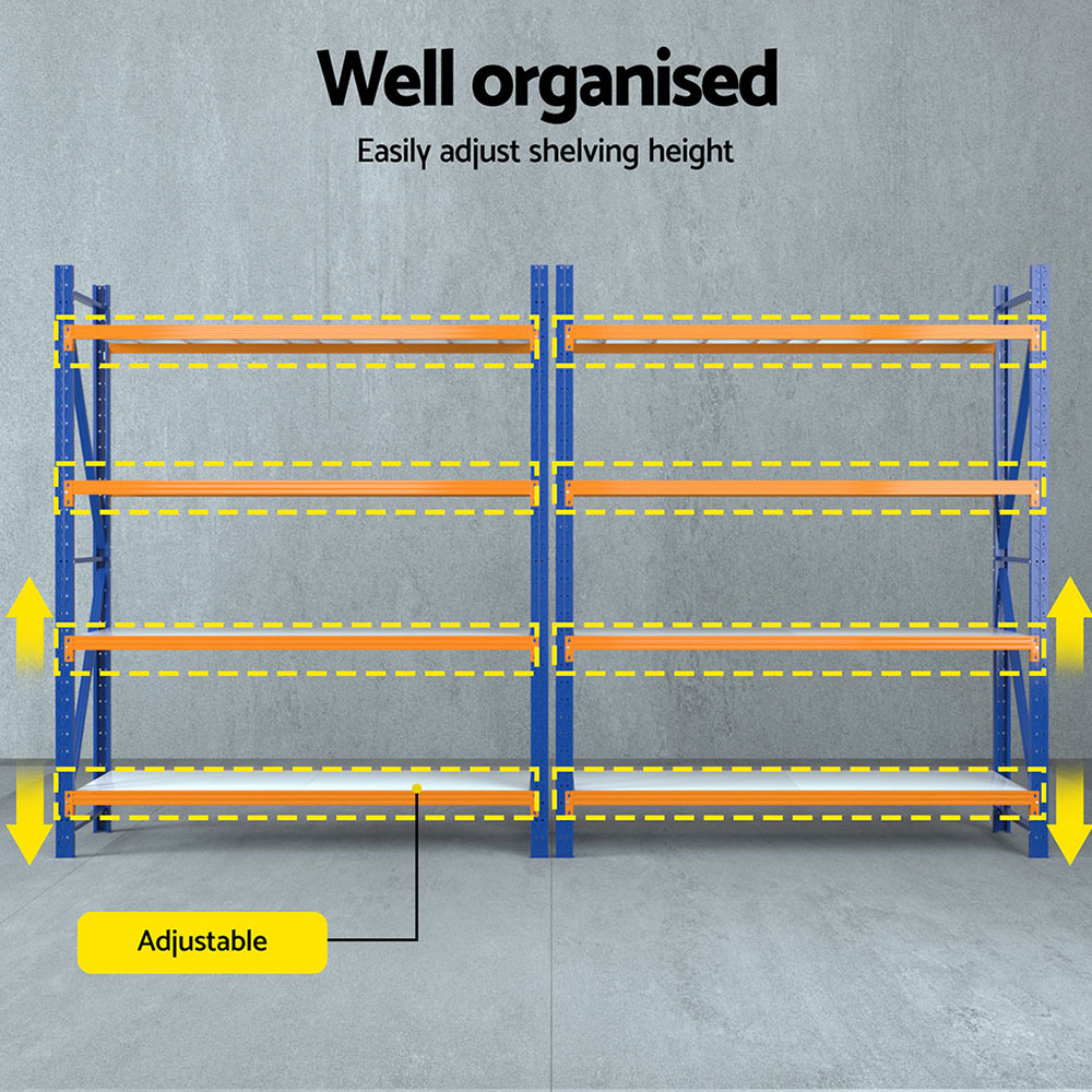 Giantz Warehouse Rack 4x2.4m 200kg Shelf Double Bay view 5