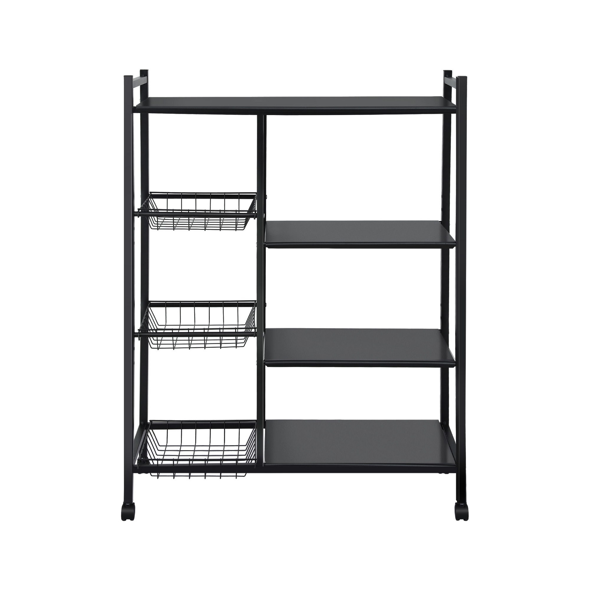 Artiss 4-Tier Kitchen Rack with 3 Baskets and Wheels view 4