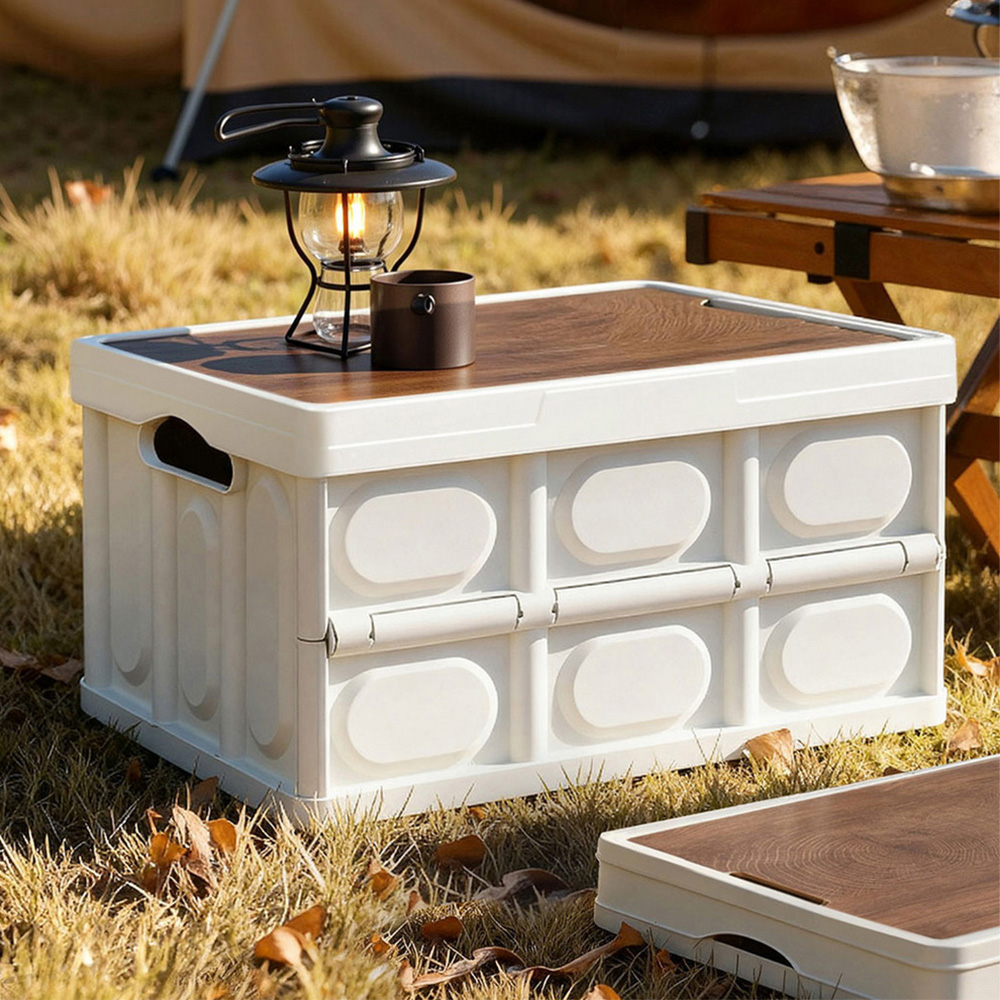 Gardeon 50L Collapsible Storage Box with Plywood Lid