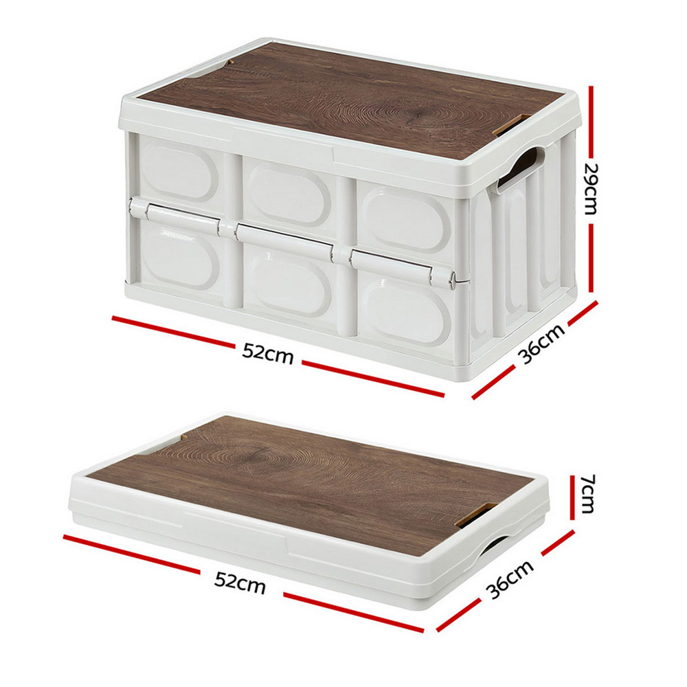 Gardeon 50L Collapsible Storage Box with Plywood Lid view 3